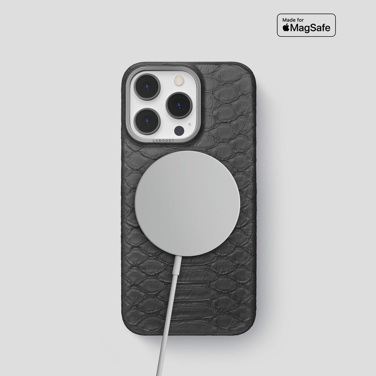 Grey iPhone 14 Pro Classic Case Python with Steel Metal -5 | Grey-Steel