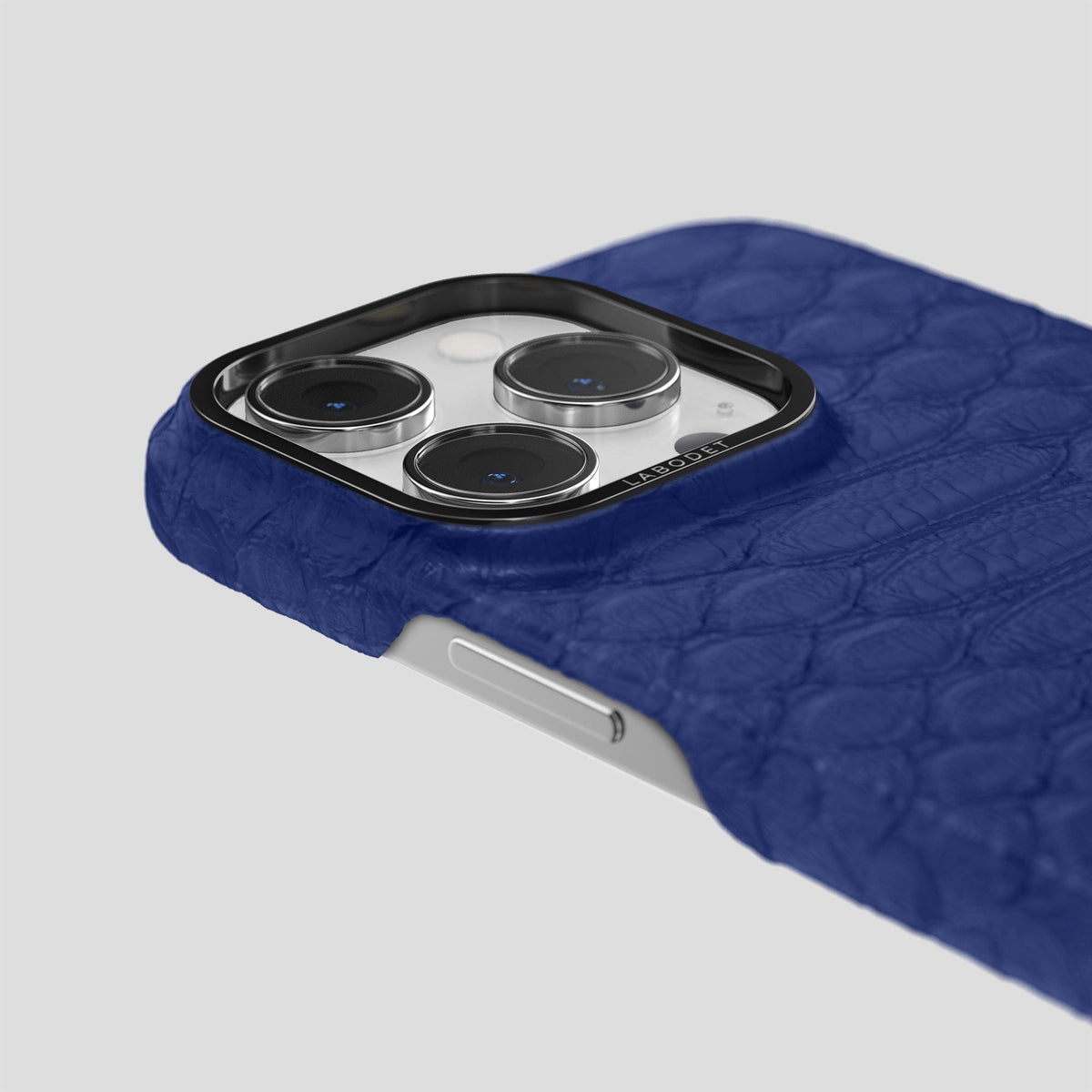 Navy Blue iPhone 14 Pro Classic Case Python with Black Metal -6 | Navy-Blue-Black