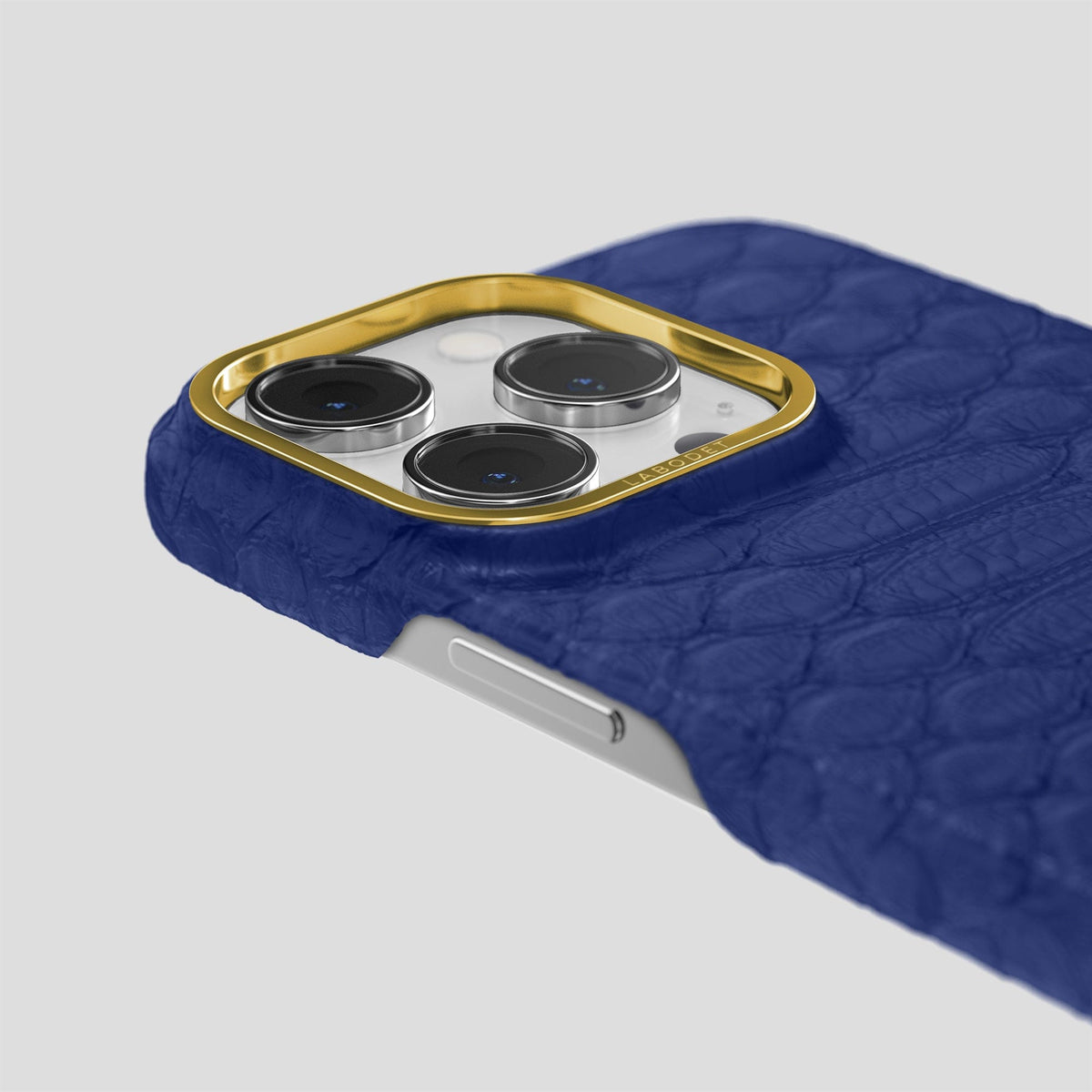 Navy Blue iPhone 14 Pro Classic Case Python with Gold Metal -6 | Navy-Blue-Gold