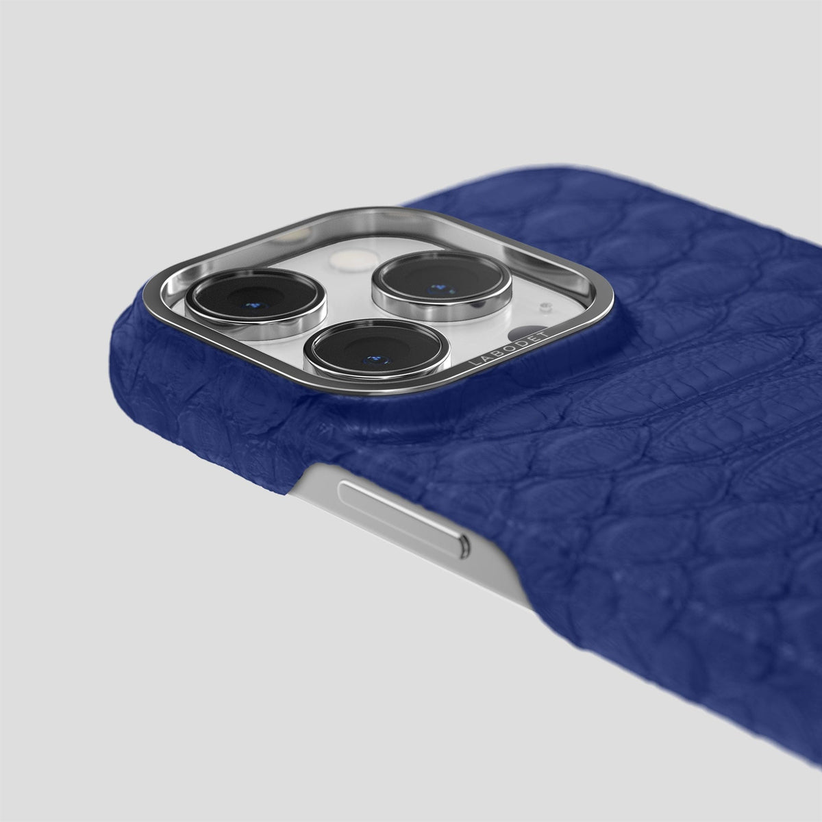 Navy Blue iPhone 14 Pro Classic Case Python with Steel Metal -6 | Navy-Blue-Steel