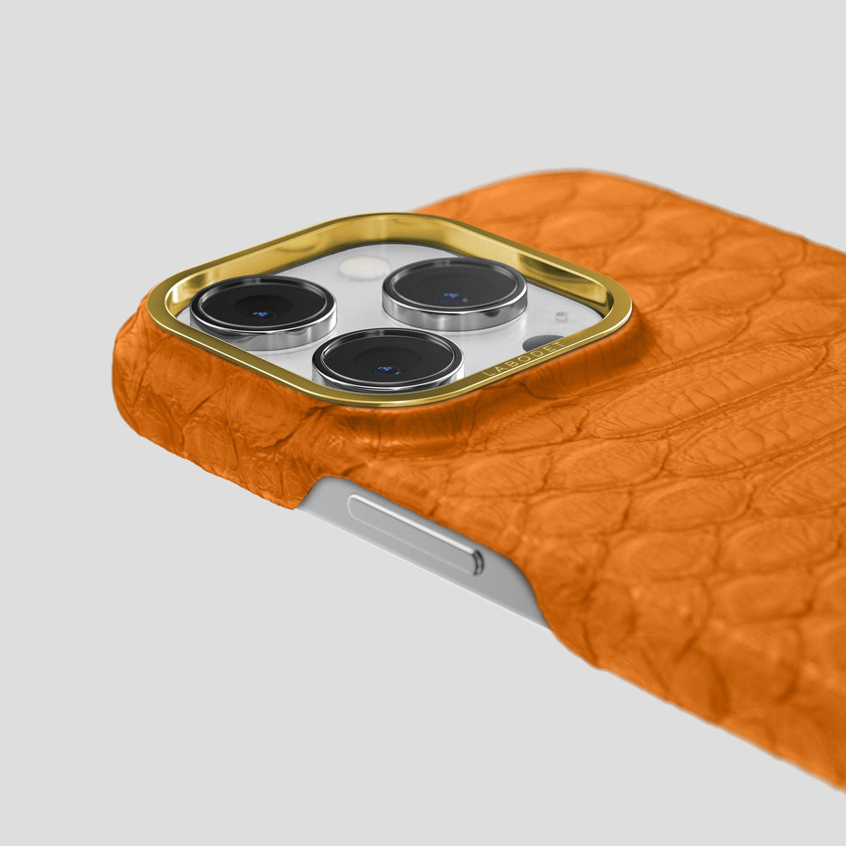 Orange iPhone 14 Pro Classic Case Python with Gold Metal -6 | Orange-Gold