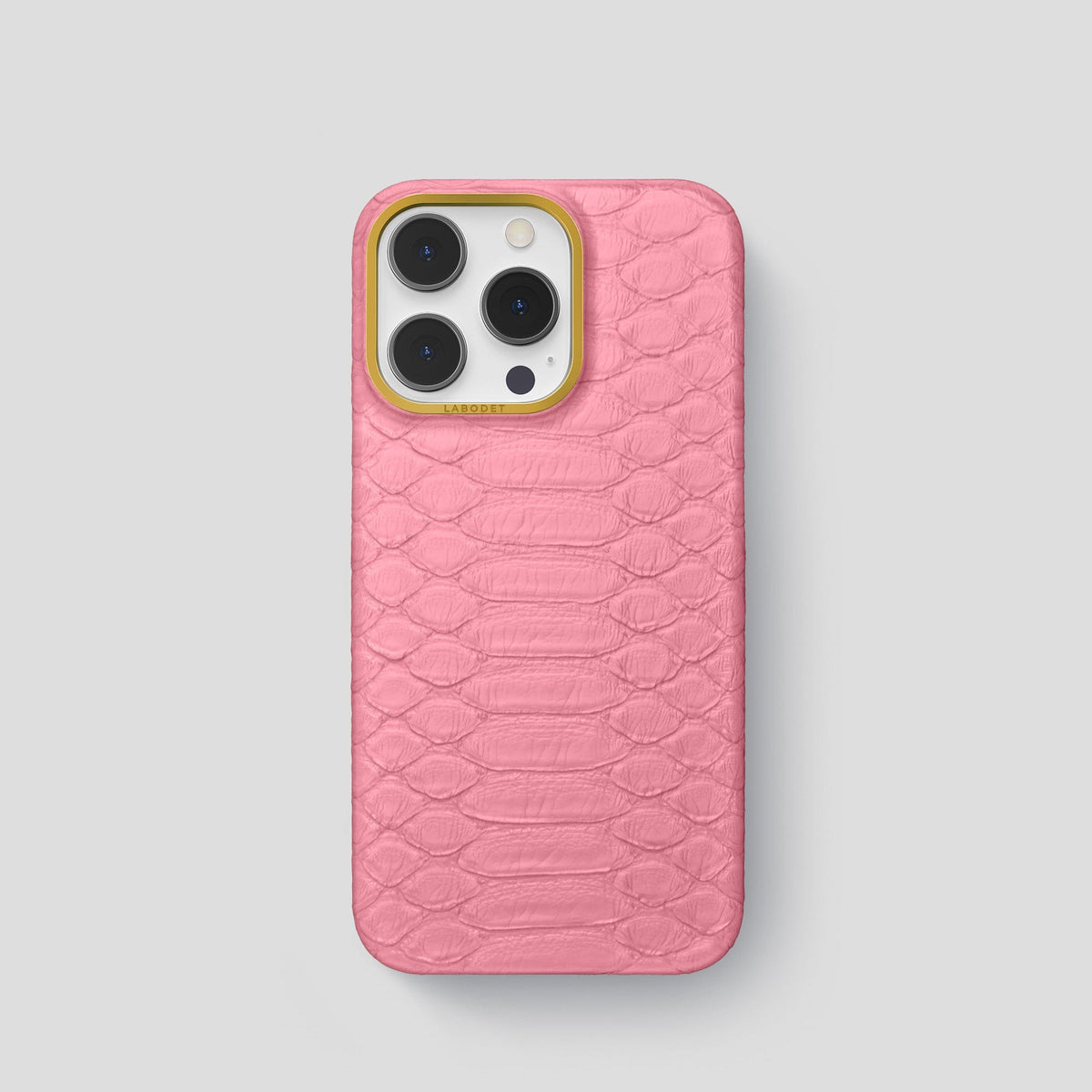Pink iPhone 14 Pro Classic Case Python with Gold Metal -1 | Pink-Gold