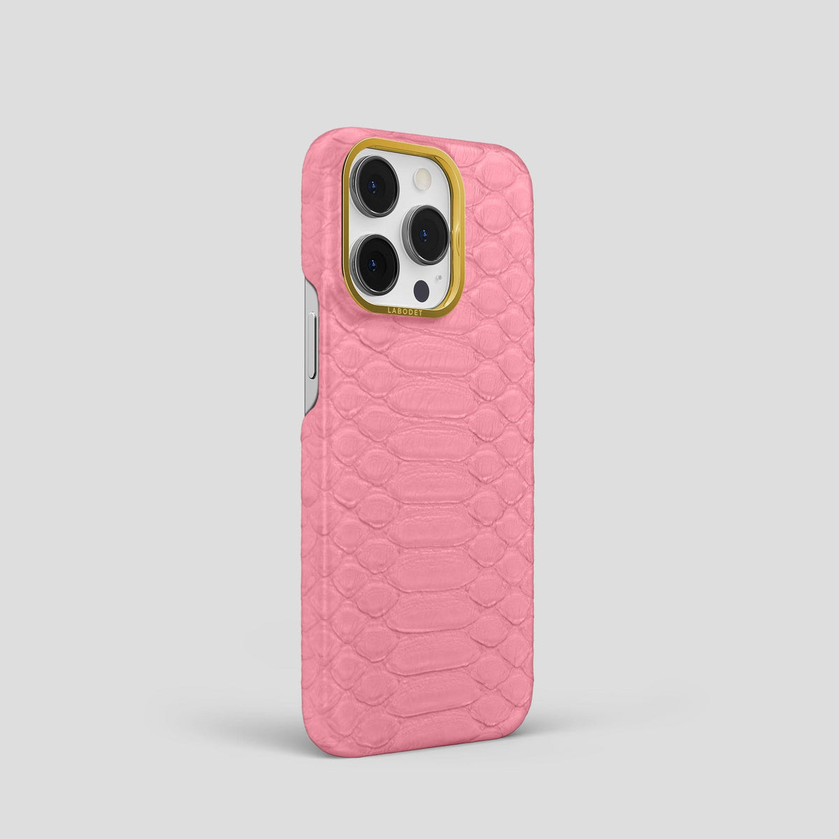 Pink iPhone 14 Pro Classic Case Python with Gold Metal -2 | Pink-Gold