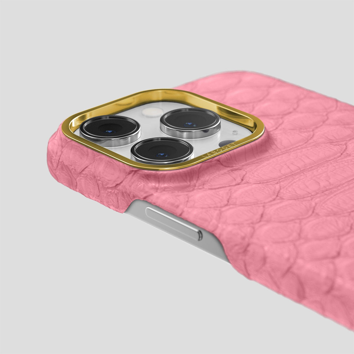 Pink iPhone 14 Pro Classic Case Python with Gold Metal -7 | Pink-Gold