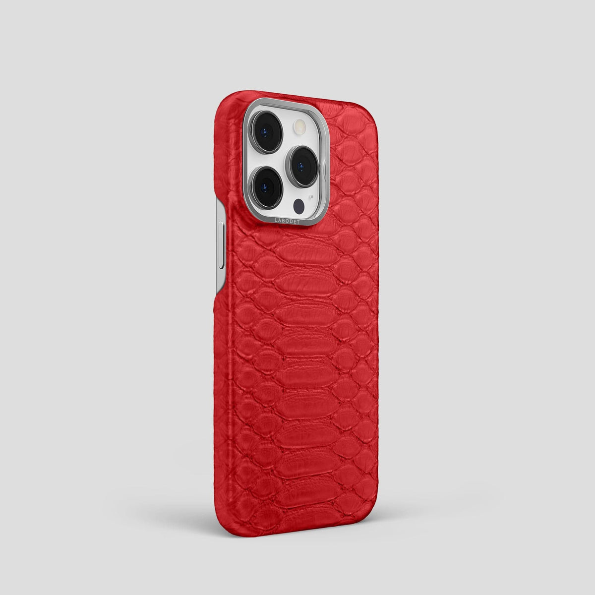 Red iPhone 14 Pro Classic Case Python with Steel Metal -2 | Red-Steel