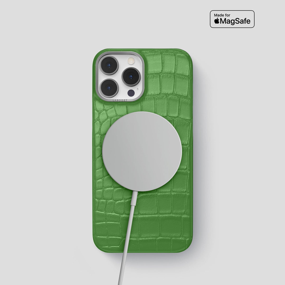 Apple-Green iPhone 14 Pro Classic Case Alligator with Steel Metal -4 | Apple-Green-Steel