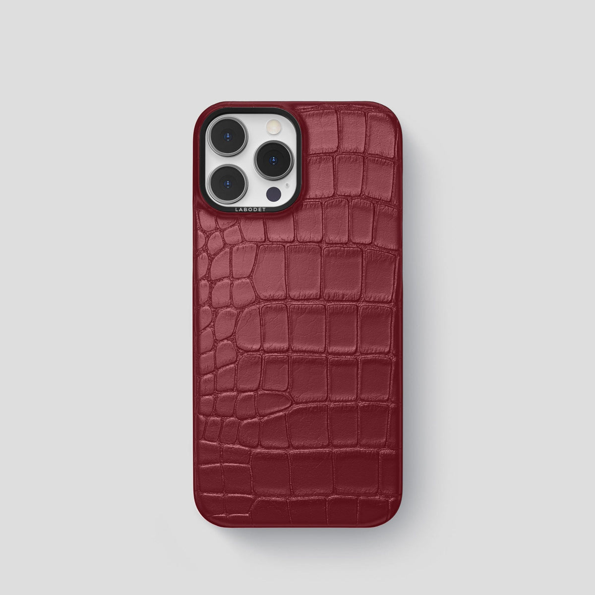 Burgundy iPhone 14 Pro Classic Case Alligator with Black Metal -1 | Burgundy-Black