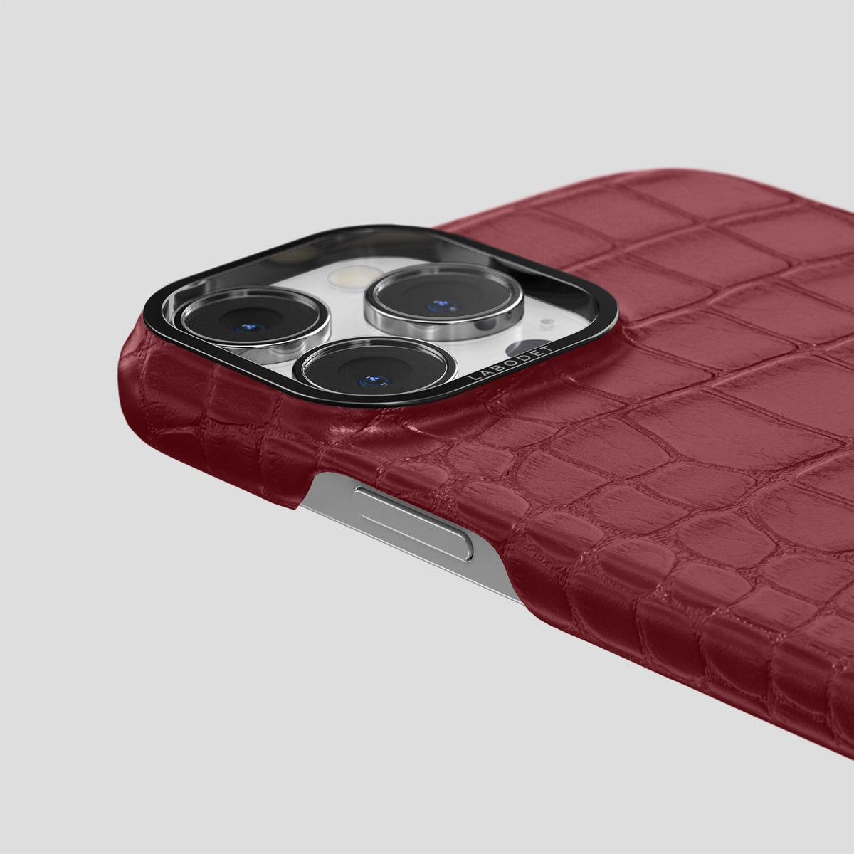 Burgundy iPhone 14 Pro Classic Case Alligator with Black Metal -5 | Burgundy-Black