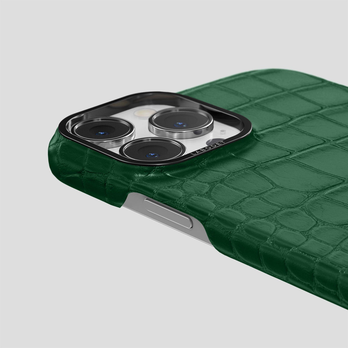 Forest-Green iPhone 14 Pro Classic Case Alligator with Black Metal -5 | Forest-Green-Black