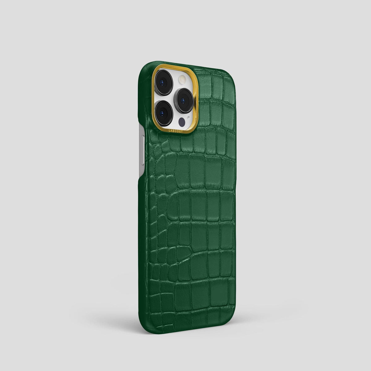 Forest-Green iPhone 14 Pro Classic Case Alligator with Gold Metal -2 | Forest-Green-Gold