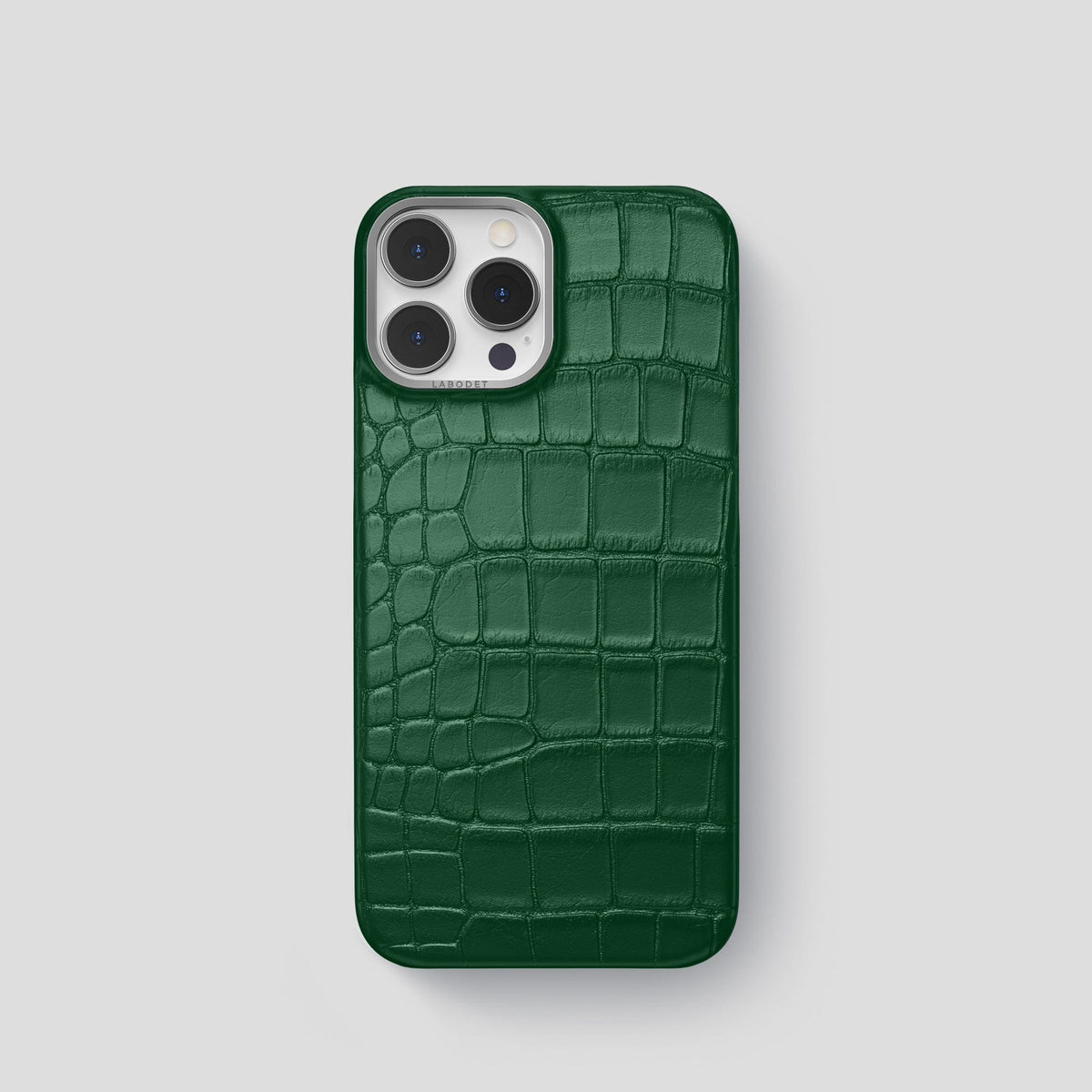 Forest-Green iPhone 14 Pro Classic Case Alligator with Steel Metal -1 | Forest-Green-Steel