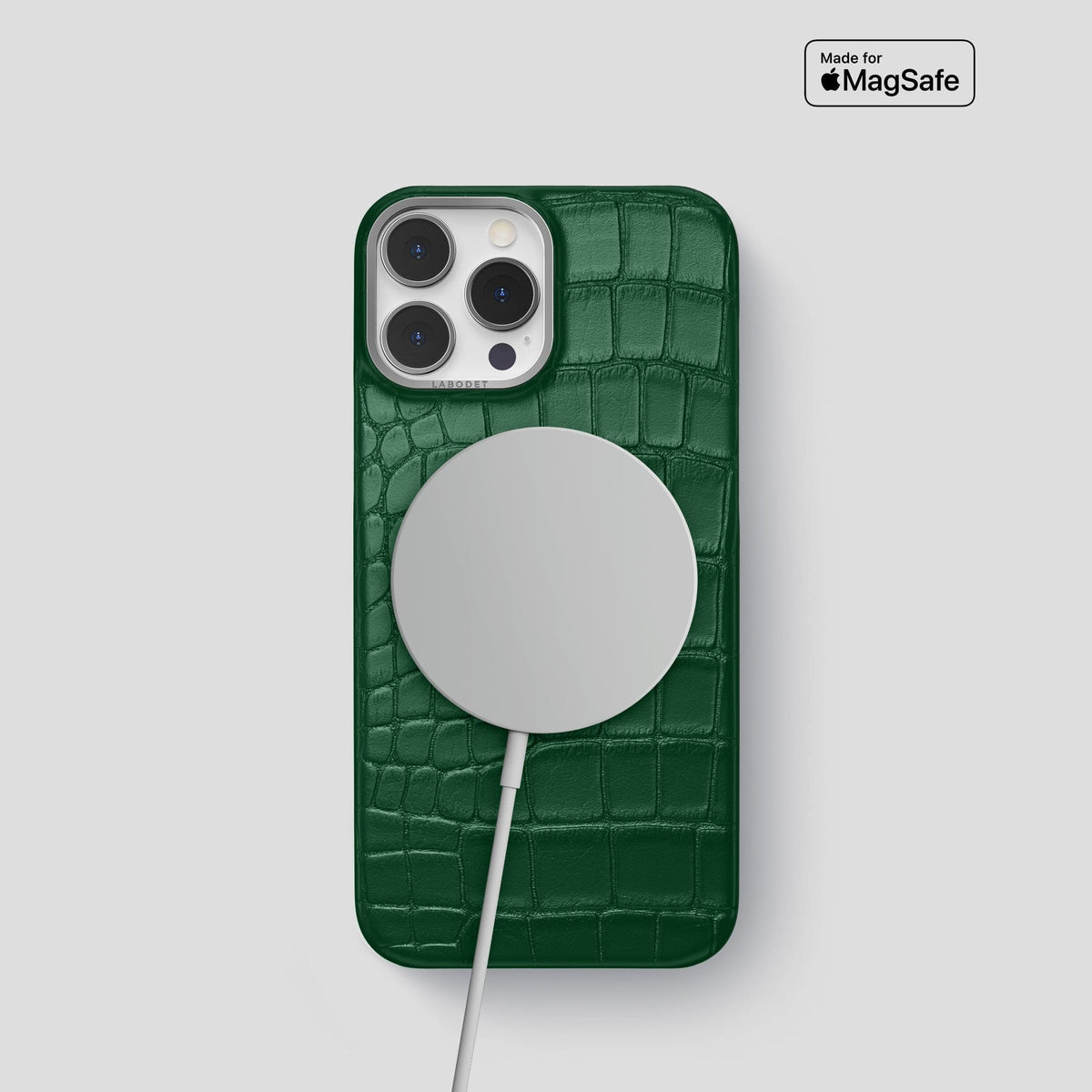 Forest-Green iPhone 14 Pro Classic Case Alligator with Steel Metal -4 | Forest-Green-Steel