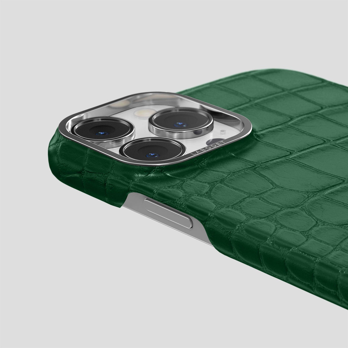 Forest-Green iPhone 14 Pro Classic Case Alligator with Steel Metal -5 | Forest-Green-Steel
