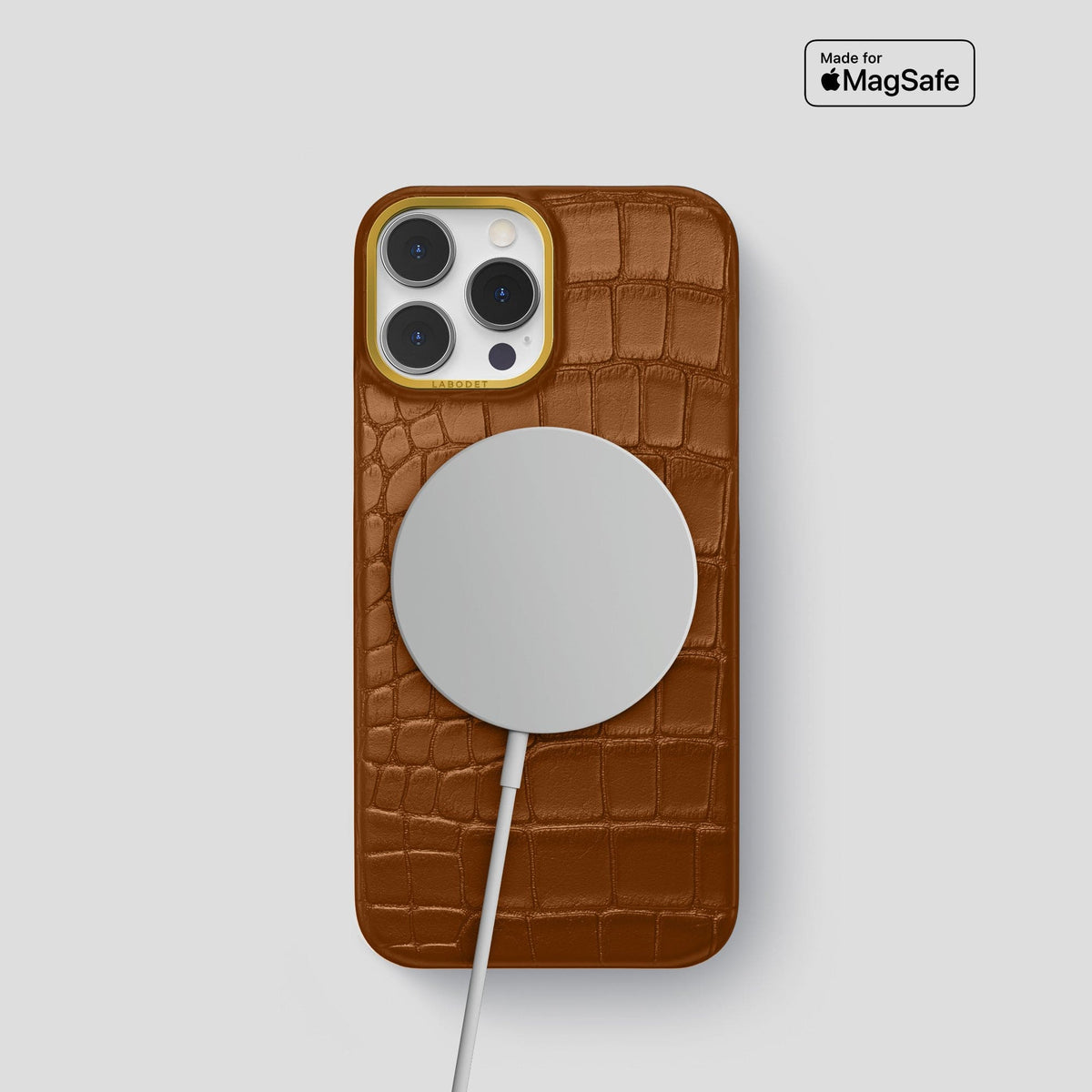 Honey iPhone 14 Pro Classic Case Alligator with Gold Metal -4 | Honey-Gold