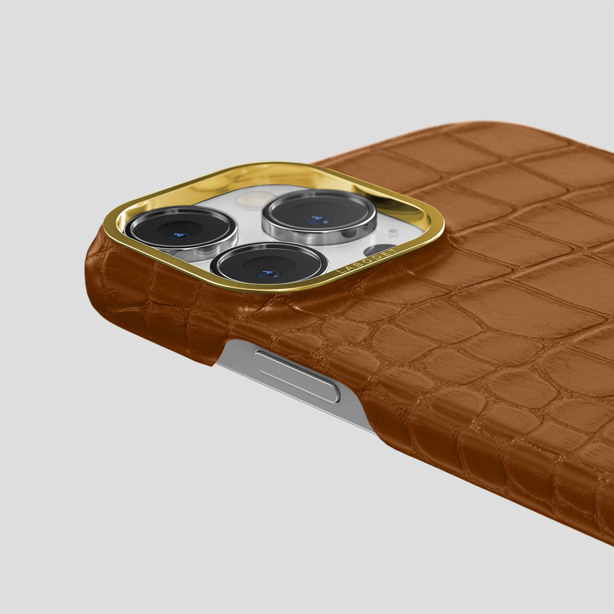 Honey iPhone 14 Pro Classic Case Alligator with Gold Metal -5 | Honey-Gold