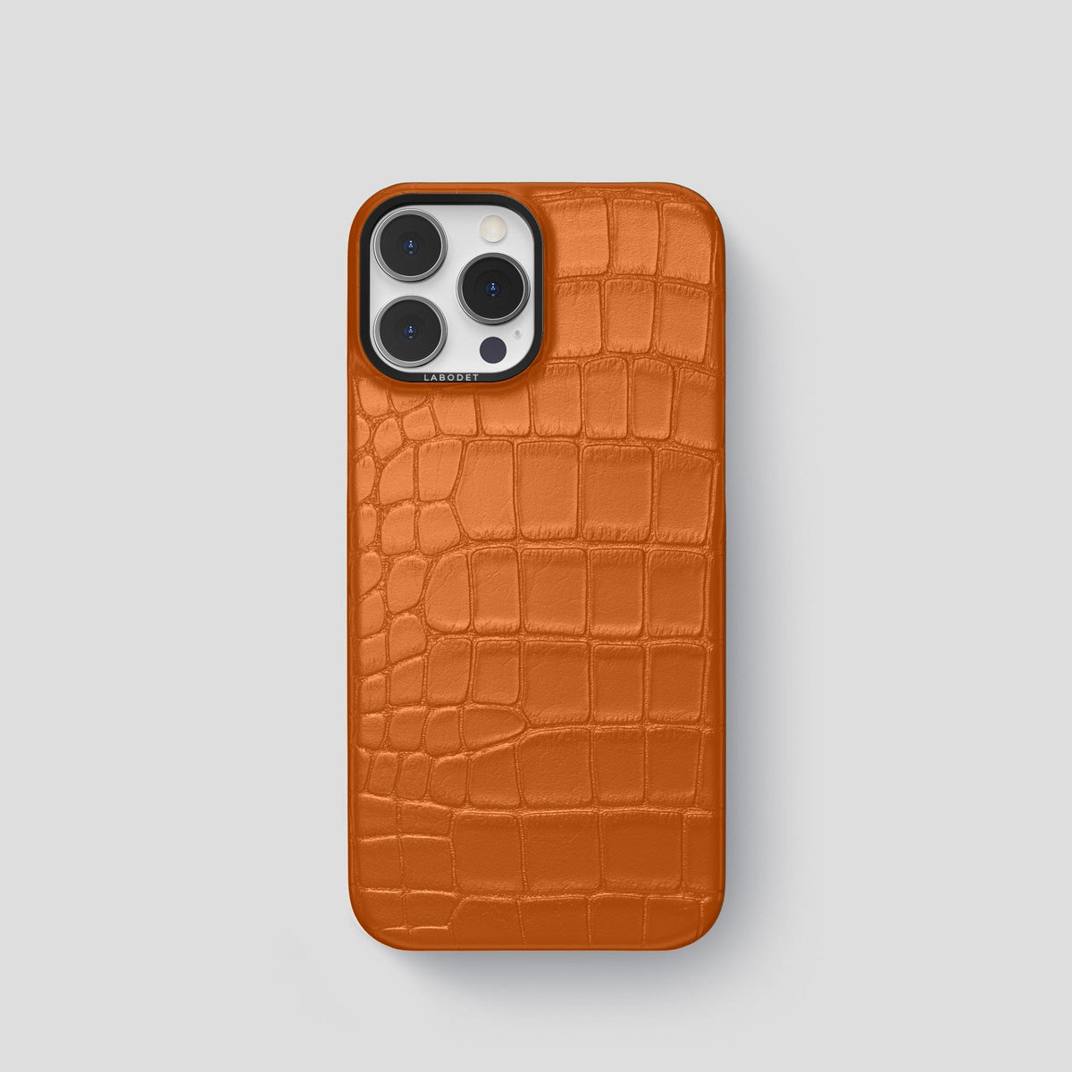 Orange iPhone 14 Pro Classic Case Alligator with Black Metal -1 | Orange-Black