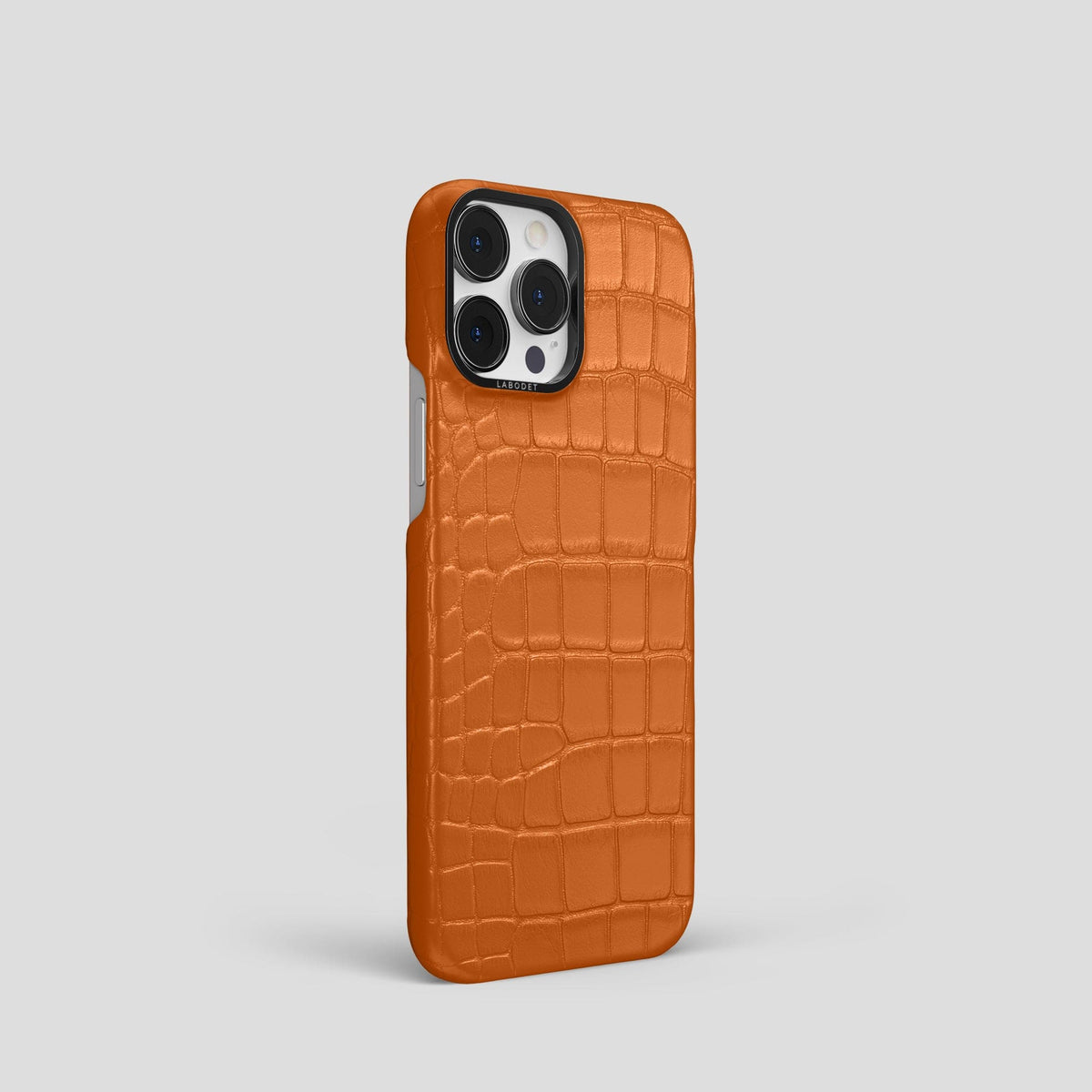 Orange iPhone 14 Pro Classic Case Alligator with Black Metal -2 | Orange-Black