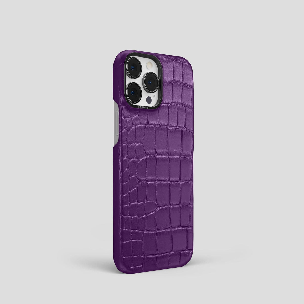 Purple iPhone 14 Pro Classic Case Alligator with Black Metal -2 | Purple-Black