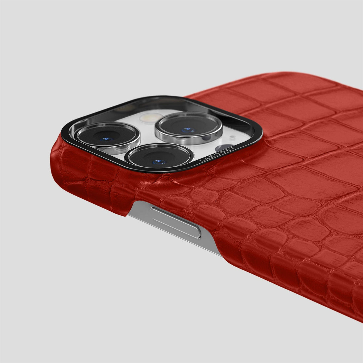 Red iPhone 14 Pro Classic Case Alligator with Black Metal -5 | Red-Black