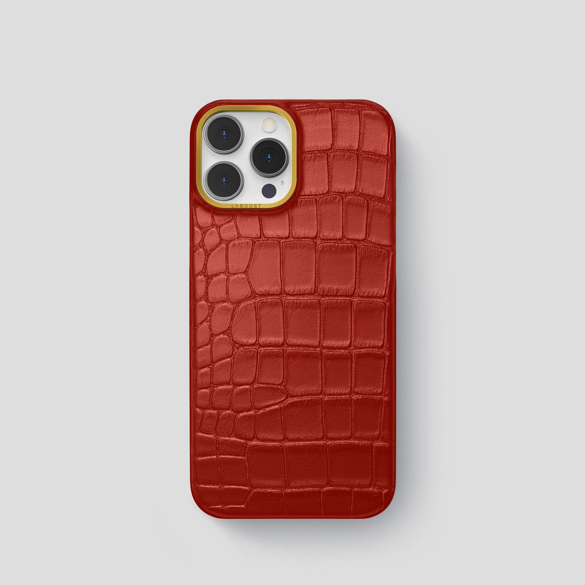 Red iPhone 14 Pro Classic Case Alligator with Gold Metal -1 | Red-Gold