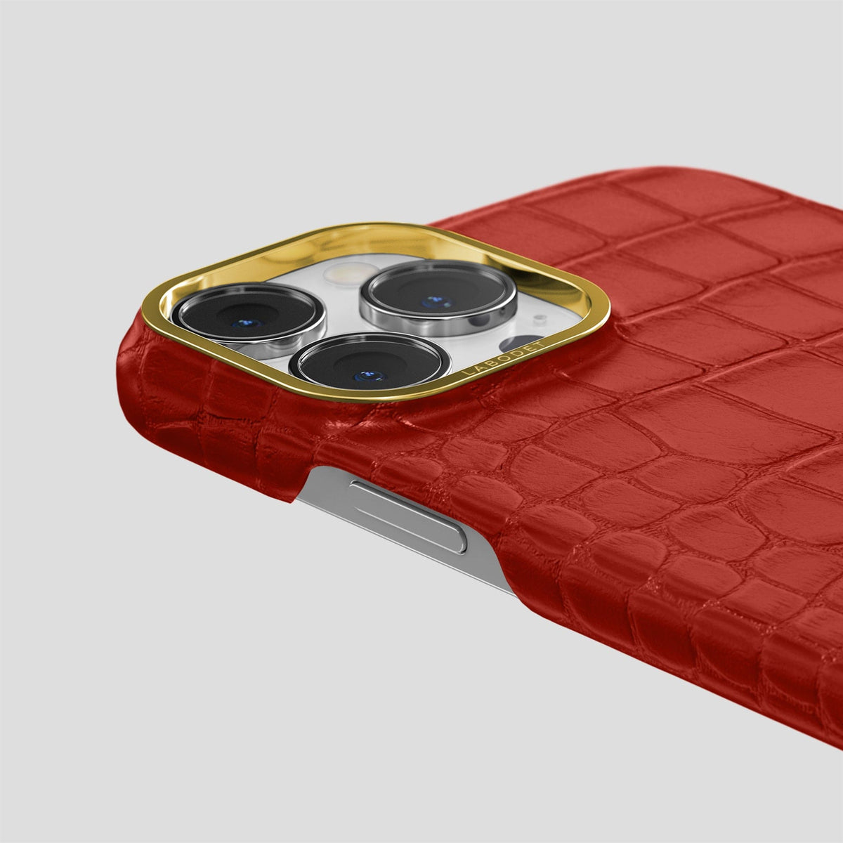 Red iPhone 14 Pro Classic Case Alligator with Gold Metal -5 | Red-Gold