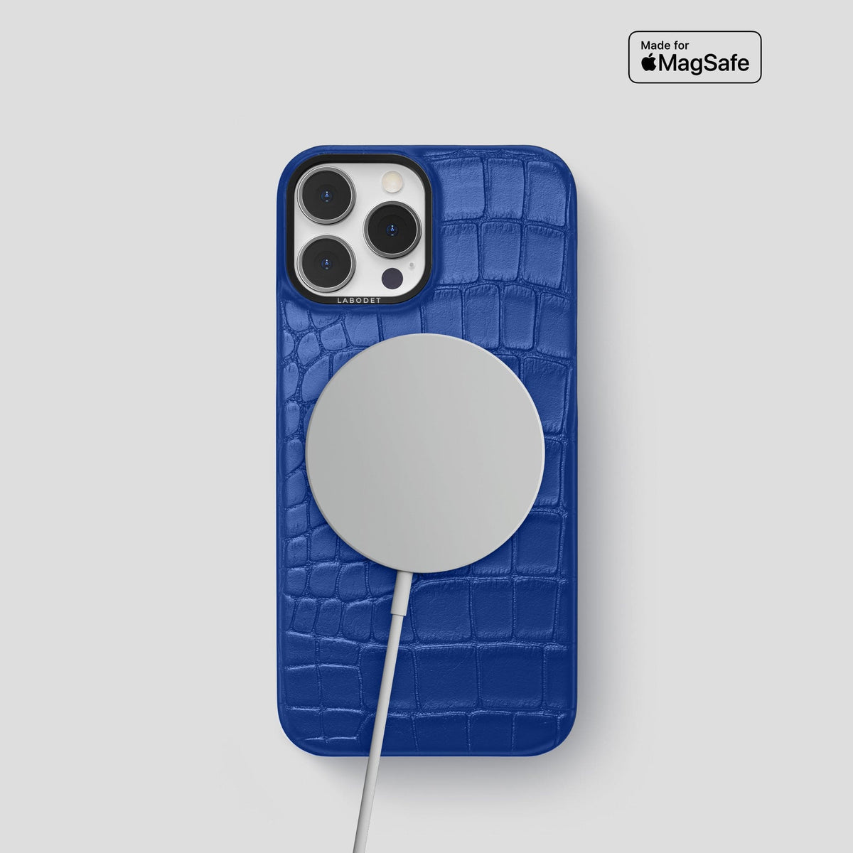 Royal Blue iPhone 14 Pro Classic Case Alligator with Black Metal -4 | Royal-Blue-Black