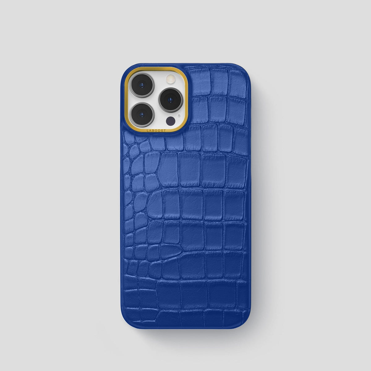 Royal Blue iPhone 14 Pro Classic Case Alligator with Gold Metal -1 | Royal-Blue-Gold