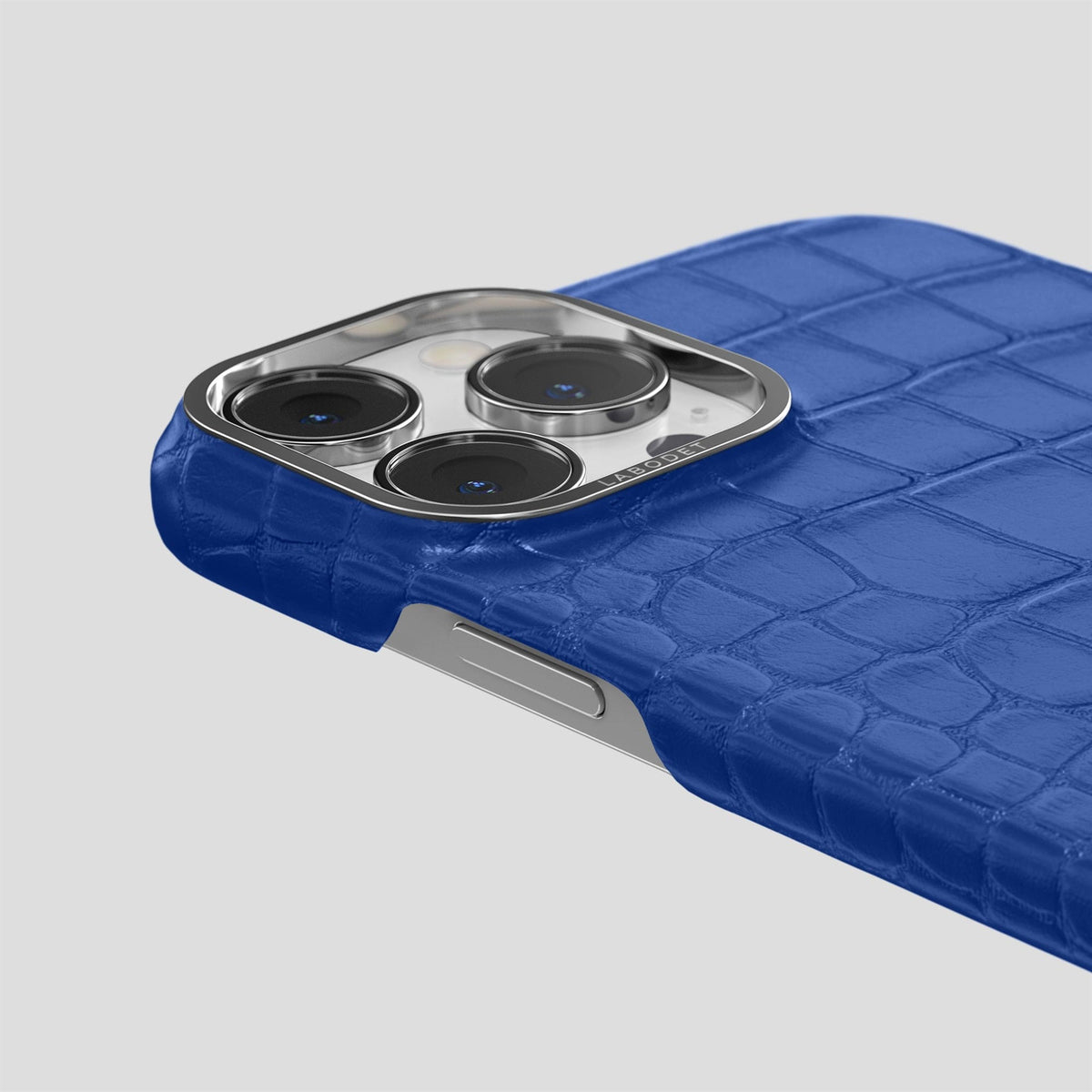 Royal Blue iPhone 14 Pro Classic Case Alligator with Steel Metal -5 | Royal-Blue-Steel