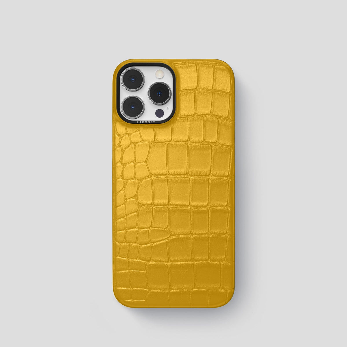 Yellow iPhone 14 Pro Classic Case Alligator with Black Metal -1 | Yellow-Black