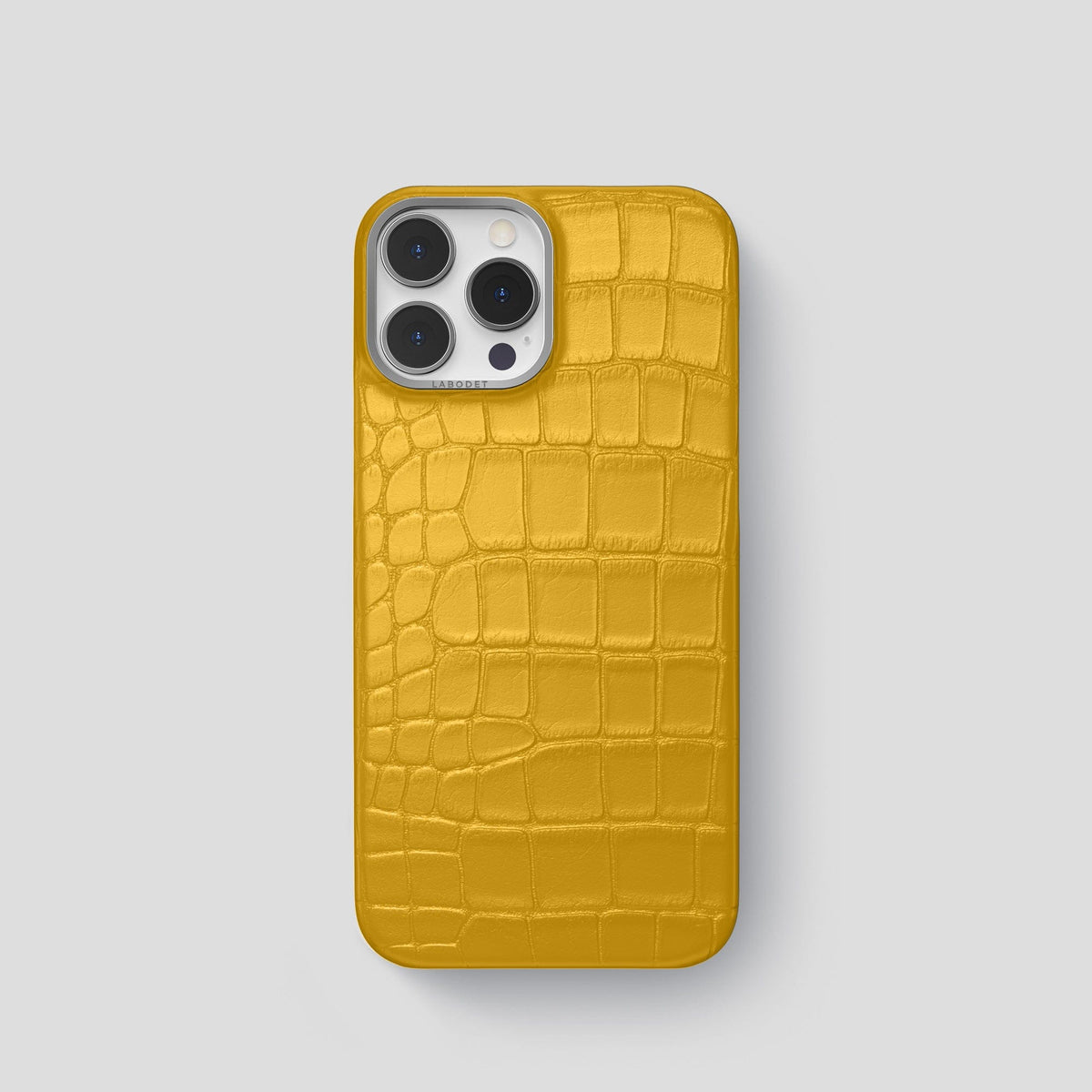 Yellow iPhone 14 Pro Classic Case Alligator with Steel Metal -1 | Yellow-Steel