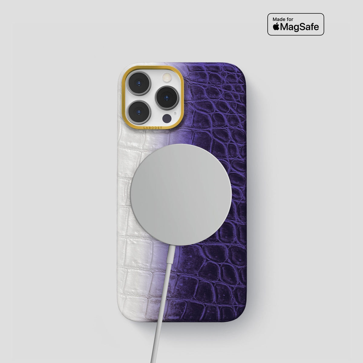 Purple iPhone 14 Pro Himalaya Classic Case with Gold Metal -4 | Purple-Gold