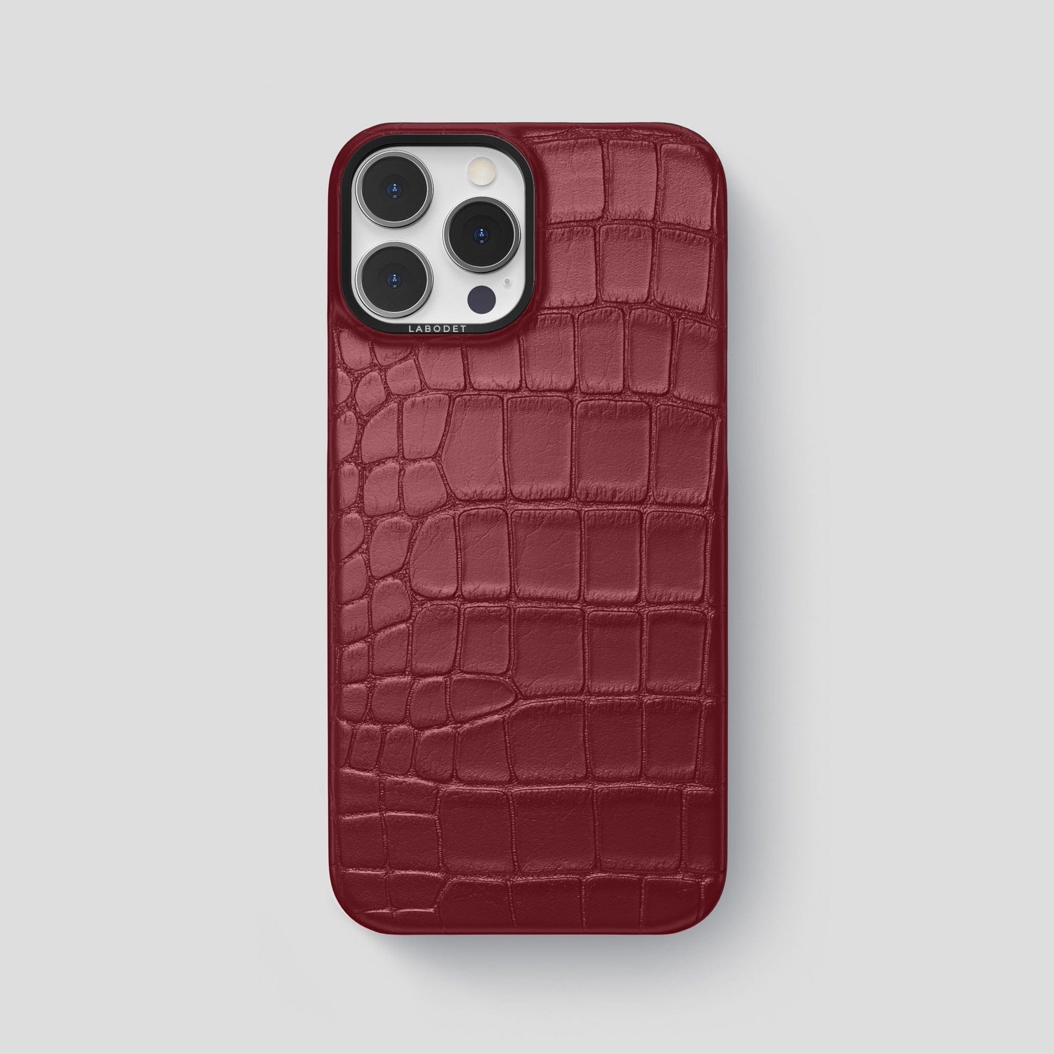Burgundy iPhone 14 Pro Max Classic Case Alligator with Black Metal -1 | Burgundy-Black