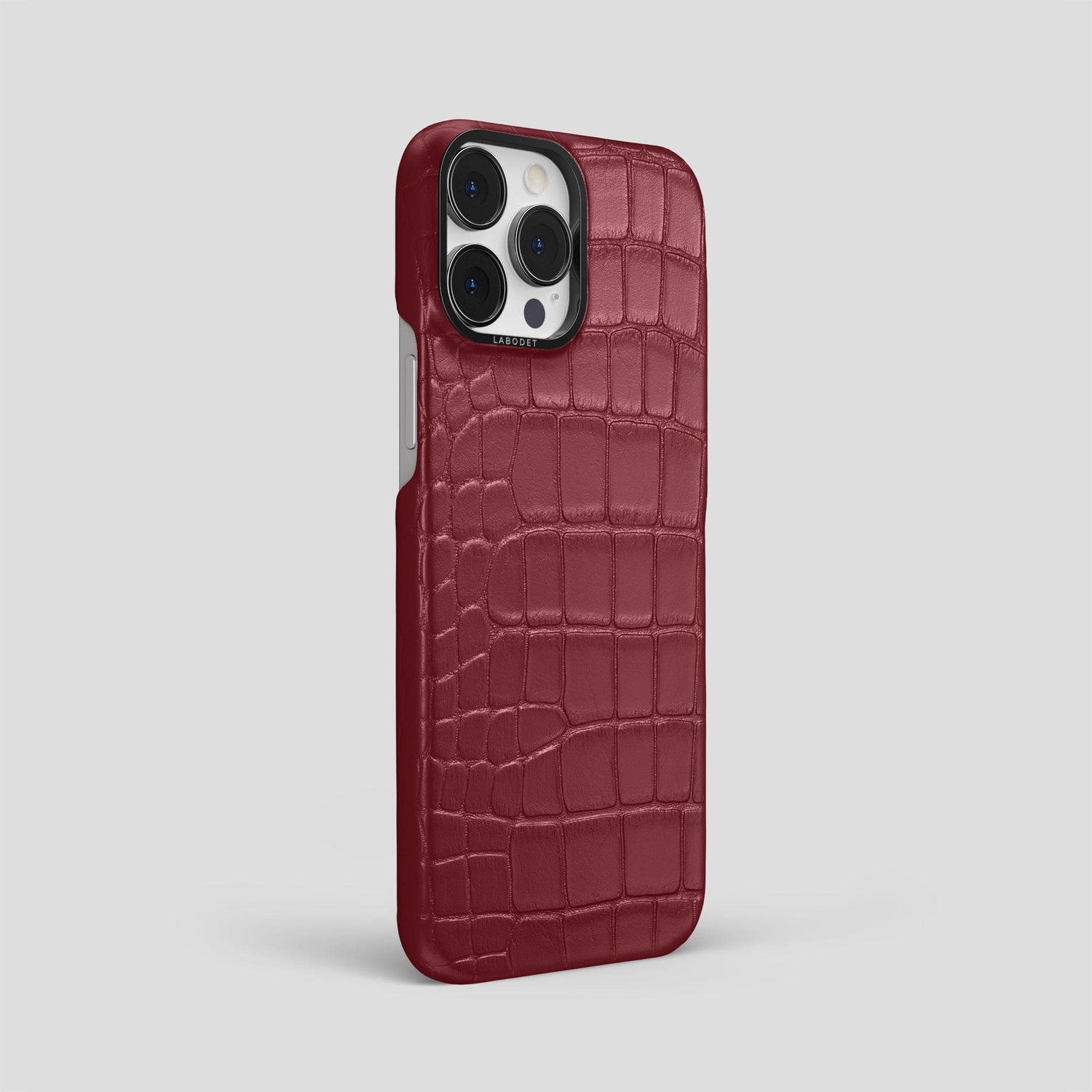 Burgundy iPhone 14 Pro Max Classic Case Alligator with Black Metal -2 | Burgundy-Black