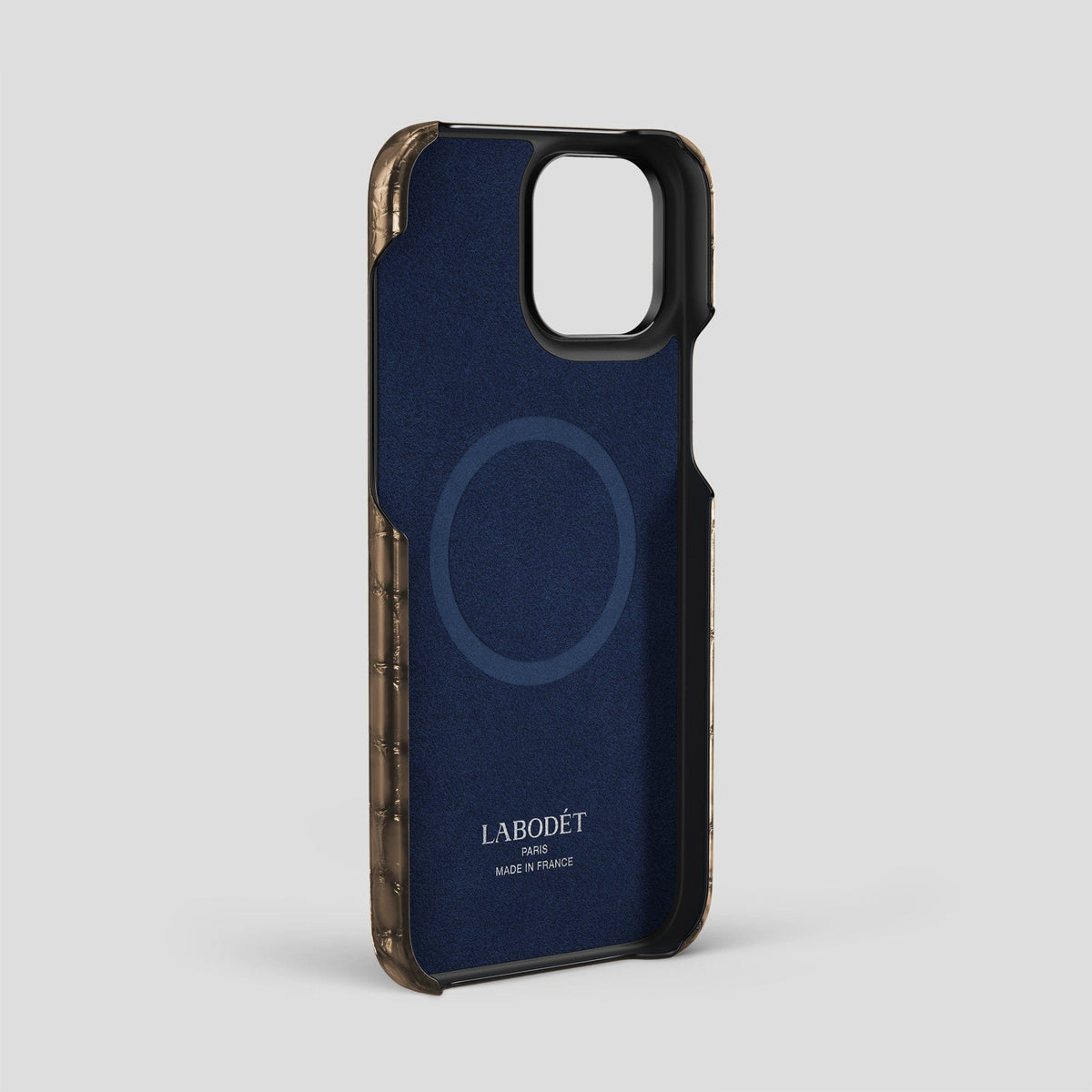Etoupe iPhone 14 Pro Max Classic Case Patina Alligator with Black Metal -4 | Etoupe-Black