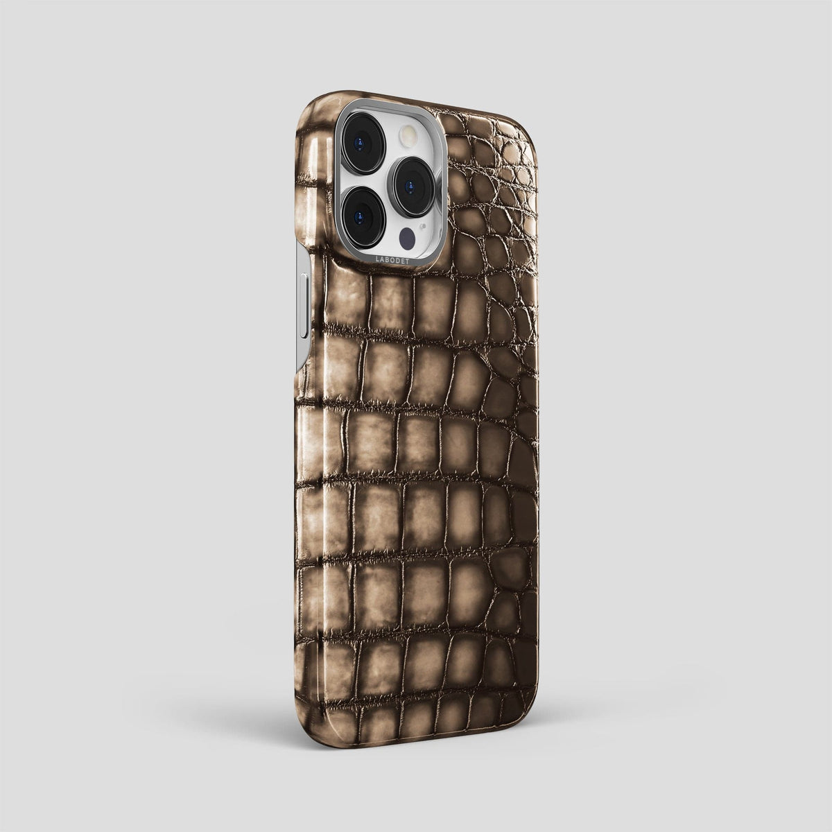 Etoupe iPhone 14 Pro Max Classic Case Patina Alligator with Steel Metal -2 | Etoupe-Steel