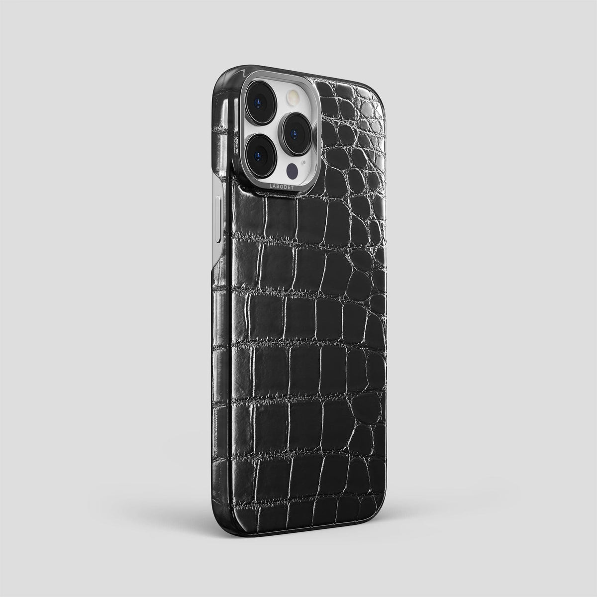 Havana-Black iPhone 14 Pro Max Classic Case Patina Alligator with Steel Metal -2 | Havana-Black-Steel