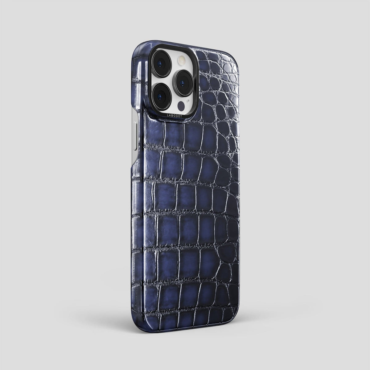 Havana-Blue iPhone 14 Pro Max Classic Case Patina Alligator with Black Metal -2 | Havana-Blue-Black