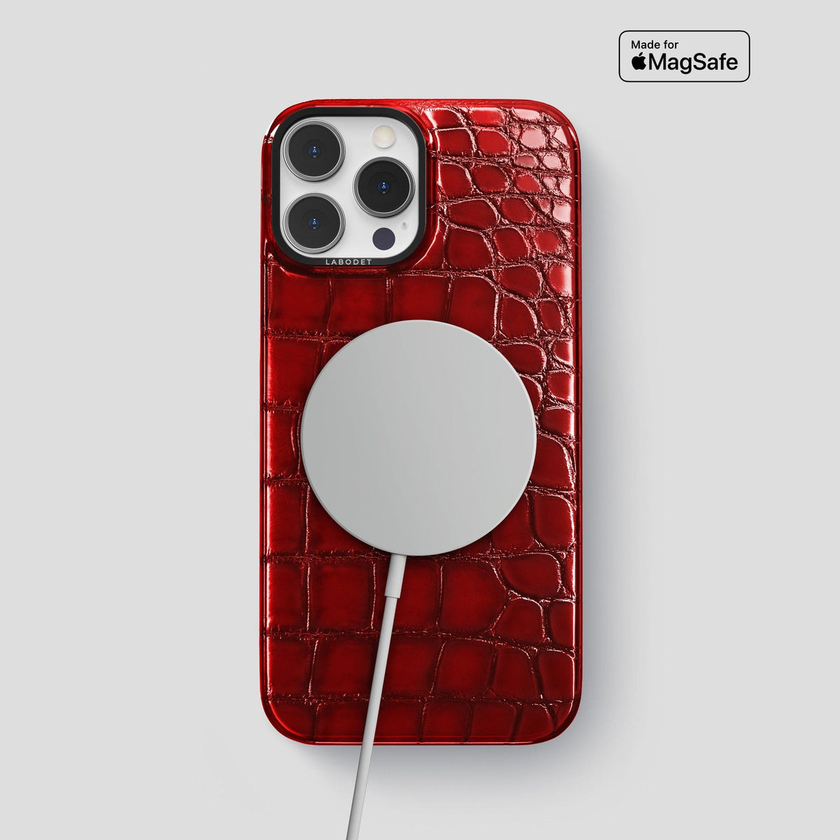 Burgundy iPhone 14 Pro Max Classic Case Patina Alligator with Black Metal -5 | Burgundy-Black