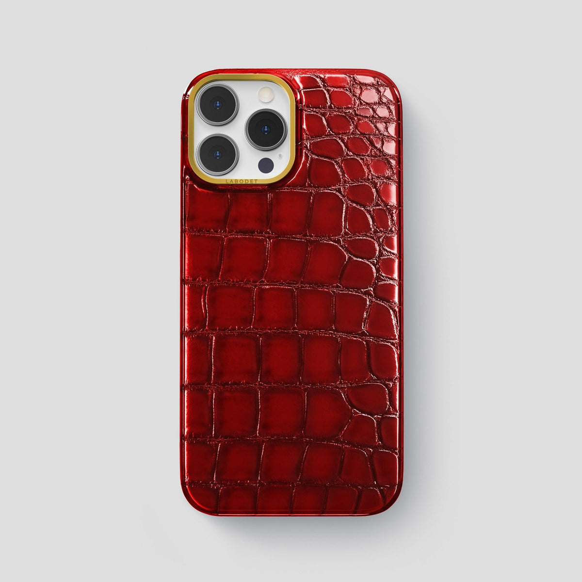 Burgundy iPhone 14 Pro Max Classic Case Patina Alligator with Gold Metal -1 | Burgundy-Gold