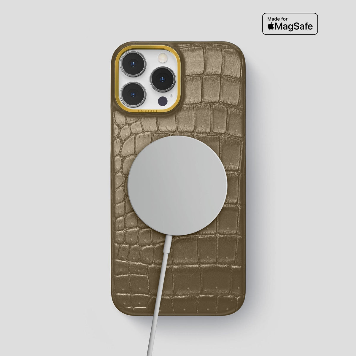 Kaki Green iPhone 14 Pro Max Classic Case with Gold Metal -5 | Kaki-Green-Gold