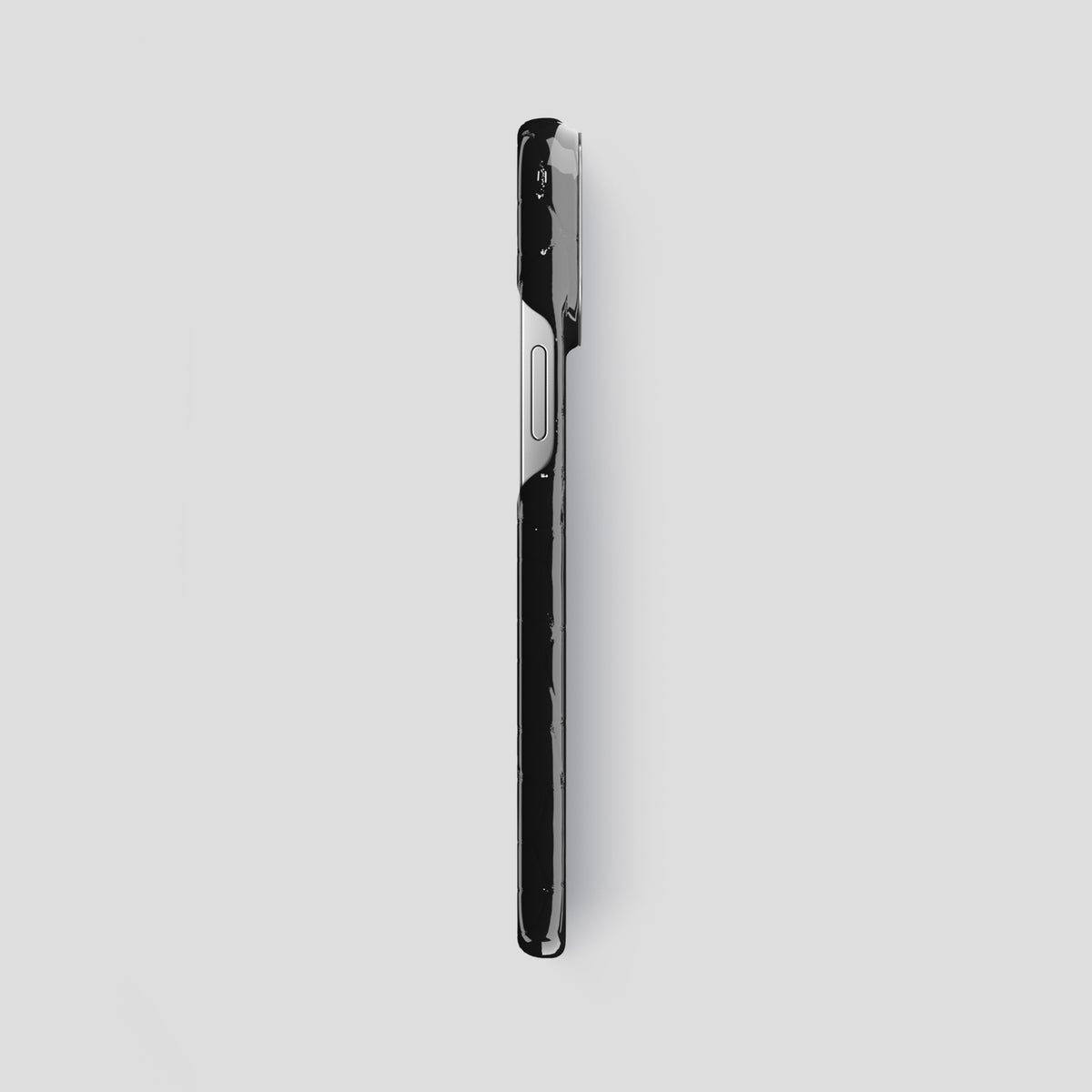 Black iPhone 14 Pro Max Classic Case Shiny Alligator with Steel Metal -3 | Black-Steel