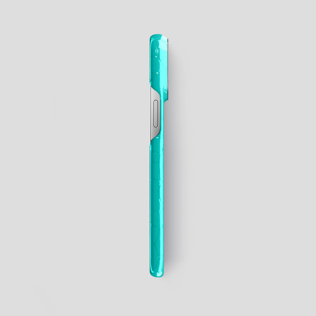 Mint iPhone 14 Pro Max Classic Case Shiny Alligator with Steel Metal -3 | Mint-Steel