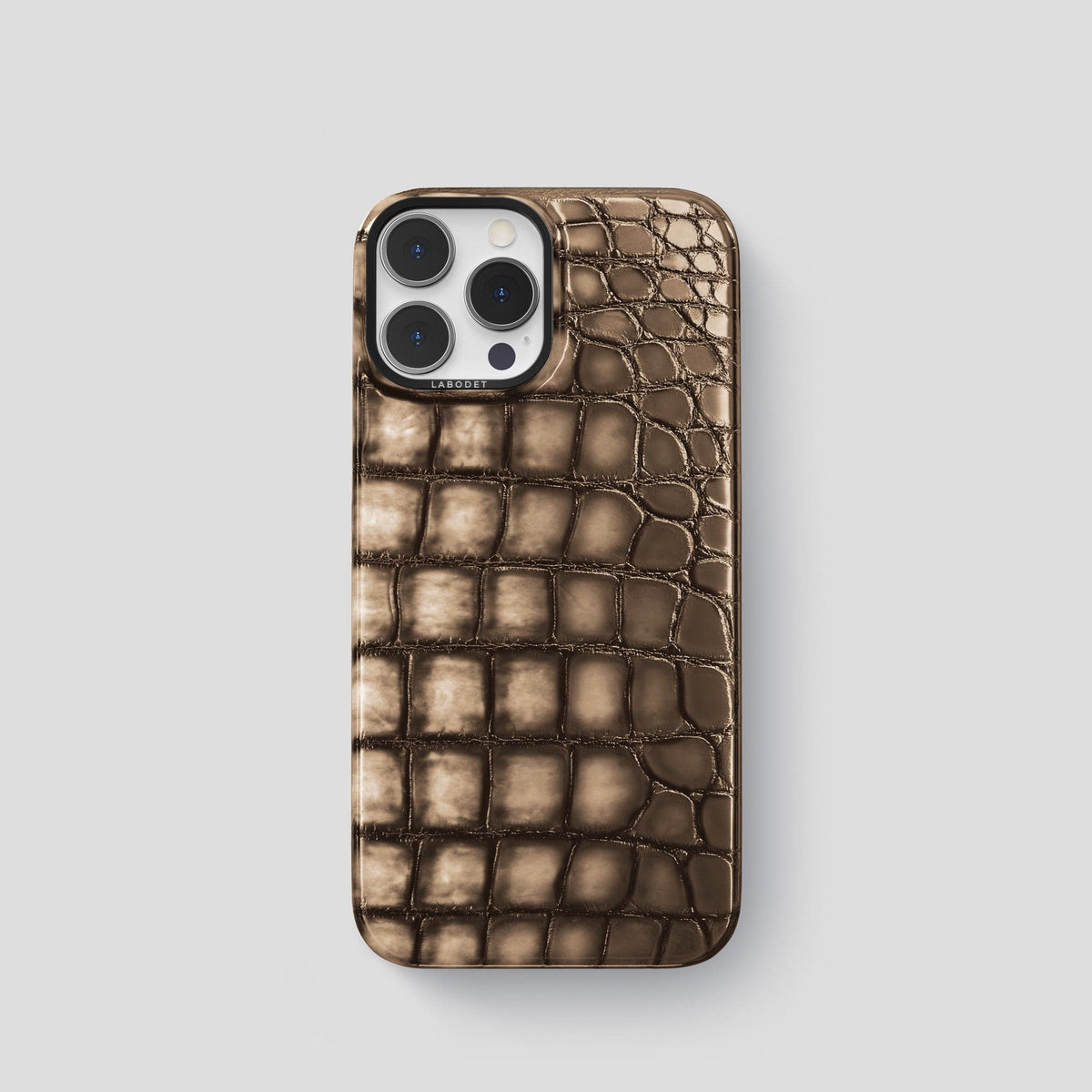 Etoupe iPhone 14 Pro Classic Case Patina Alligator with Black Metal -1 | Etoupe-Black