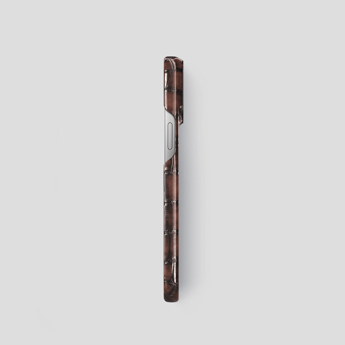 Havana-Brown iPhone 14 Pro Classic Case Patina Alligator with Black Metal -3 | Havana-Brown-Black