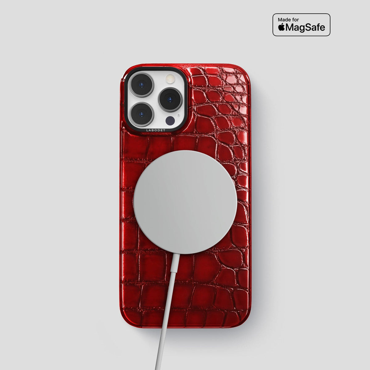 Burgundy iPhone 14 Pro Classic Case Patina Alligator with Black Metal -5 | Burgundy-Black