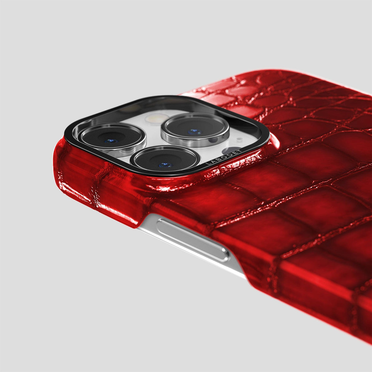 Burgundy iPhone 14 Pro Classic Case Patina Alligator with Black Metal -6 | Burgundy-Black
