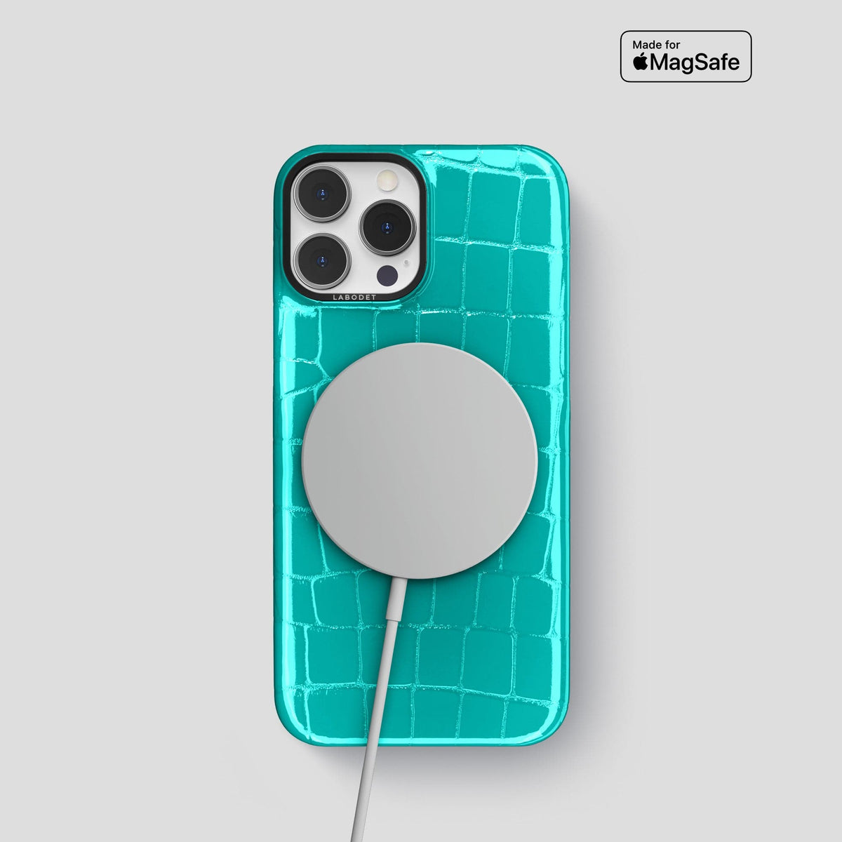 Mint iPhone 14 Shiny Alligator with Black Metal -5 | Mint-Black