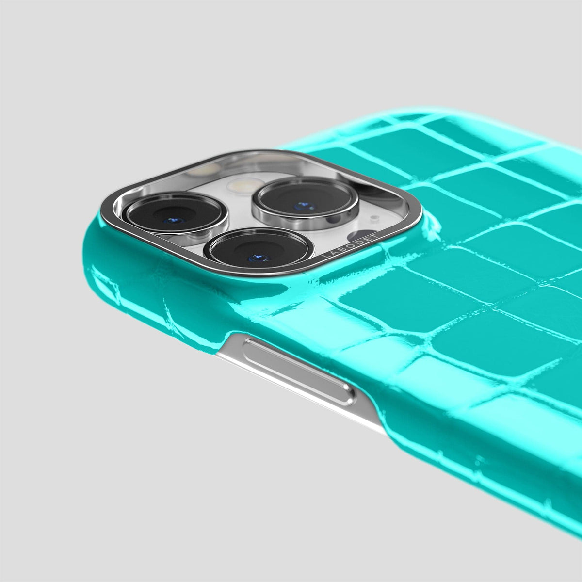 Mint iPhone 14 Shiny Alligator with Steel Metal -6 | Mint-Steel