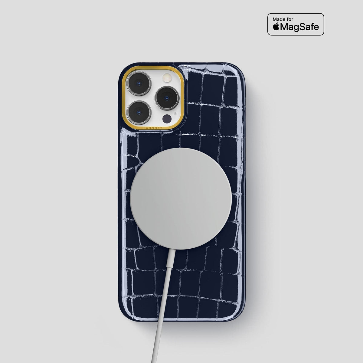 Navy-Blue iPhone 14 Shiny Alligator with Gold Metal -5 | Navy-Blue-Gold