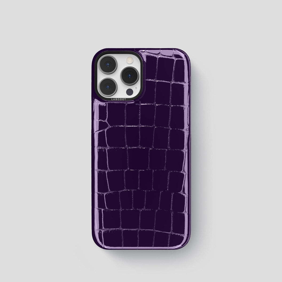 Purple iPhone 14 Shiny Alligator with Black Metal -1 | Purple-Black